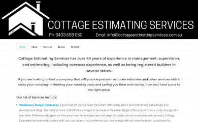 cottageestimating.com.au screenshot