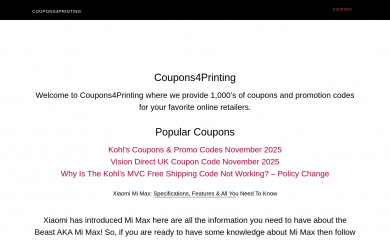 coupons4printing.com screenshot