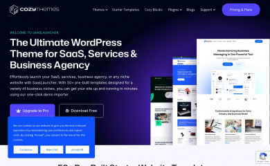 https://cozythemes.com/saaslauncher-wordpress-theme/ screenshot