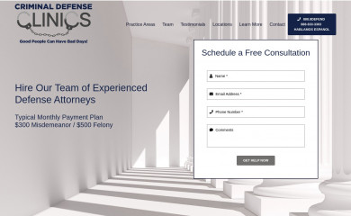 criminaldefenseclinics.com screenshot