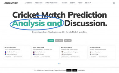 cricdiction.com screenshot