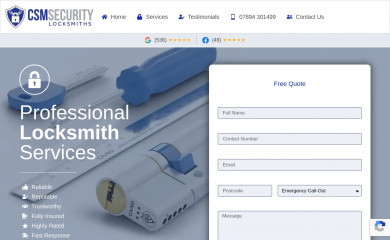 csmsecuritylocksmiths.uk screenshot