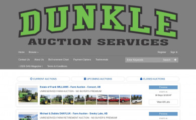 dunkleauctions.com screenshot