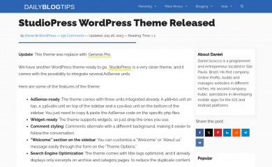 http://www.dailyblogtips.com/studiopress-wordpress-theme-released/ screenshot