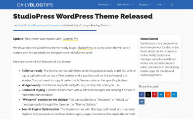 http://www.dailyblogtips.com/studiopress-wordpress-theme-released/ screenshot