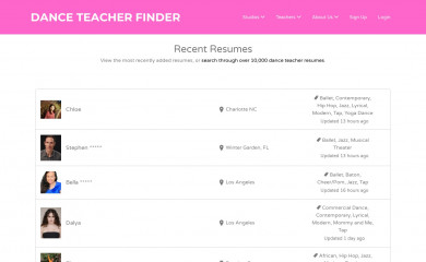danceteacherfinder.com screenshot