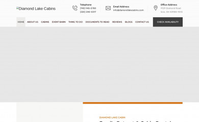 diamondlakecabins.com screenshot