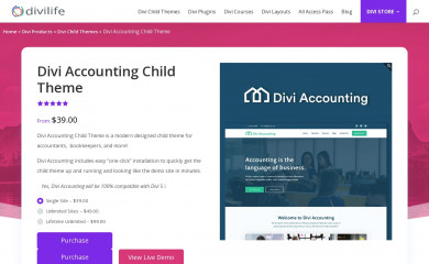 https://divilife.com/downloads/divi-accounting-child-theme screenshot
