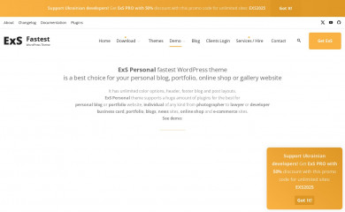 https://exsthemewp.com/demo/exs-personal-fastest-wordpress-theme-demo/ screenshot