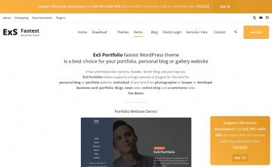 https://exsthemewp.com/demo/exs-portfolio-fastest-wordpress-theme-demo/ screenshot