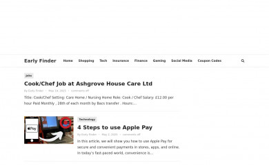 earlyfinder.com screenshot