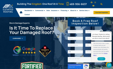elevatedroofing.com screenshot