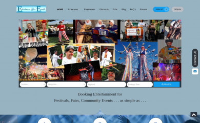 entertainersforevents.com screenshot