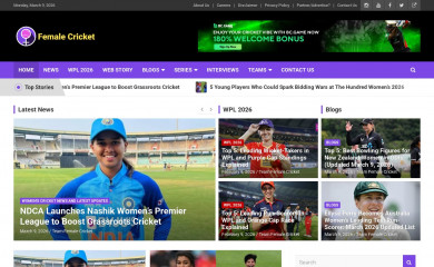femalecricket.com screenshot