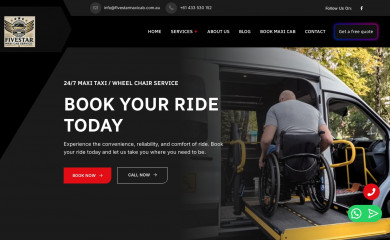 fivestarmaxicab.com.au screenshot