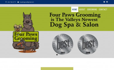 fourpawsdoggiedayspa.com screenshot
