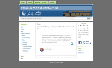 franklinprinting.us screenshot