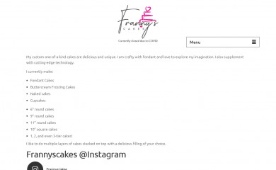 frannyscakes.com screenshot