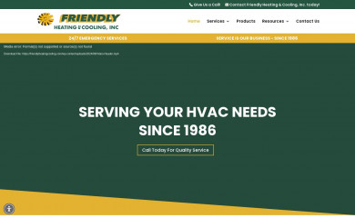 friendlyheatingcooling.com screenshot