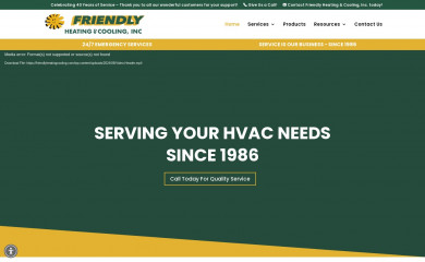 friendlyheatingcooling.com screenshot