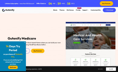 https://gutenify.com/themes/gutenify-medicare screenshot