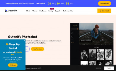 https://gutenify.com/themes/gutenify-photoshot screenshot