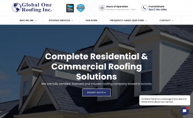 globaloneroofing.ca screenshot