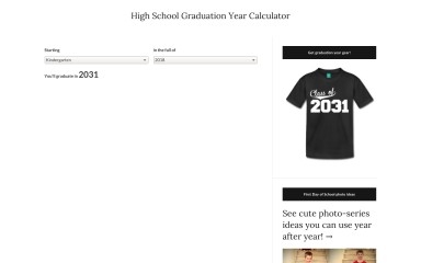 graduationyearcalculator.com screenshot