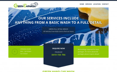 greenhandcarwash.com.au screenshot