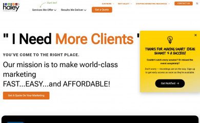 https://www.haleymarketing.com screenshot