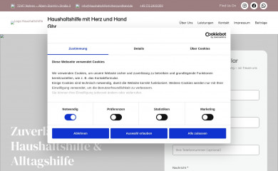 haushaltshilfemitherzundhand.de screenshot
