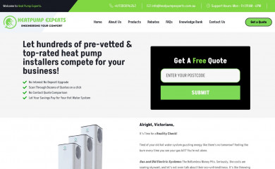 heatpumpexperts.com.au screenshot