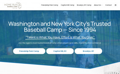 homerunbaseballcamp.com screenshot