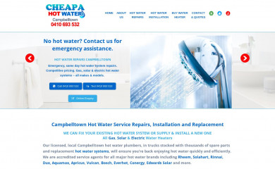 hotwatercampbelltown.com.au screenshot