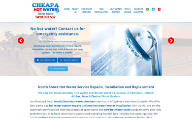 hotwaternorthshore.com.au screenshot