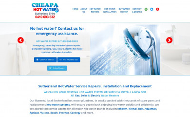 hotwatersutherland.com.au screenshot