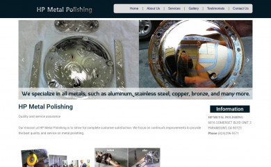 hpmetalpolishing.com screenshot