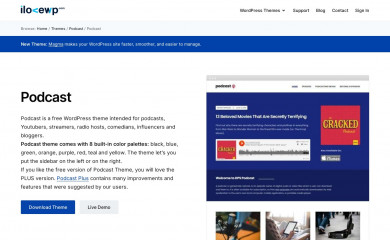 https://www.ilovewp.com/themes/podcast/ screenshot