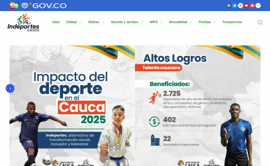 indeportescauca.gov.co screenshot