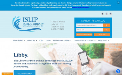 isliplibrary.org screenshot