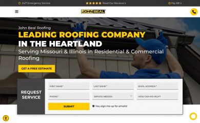 johnbealroofing.com screenshot