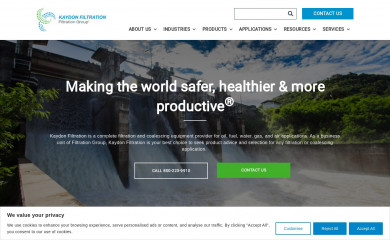 kaydonfiltration.com screenshot