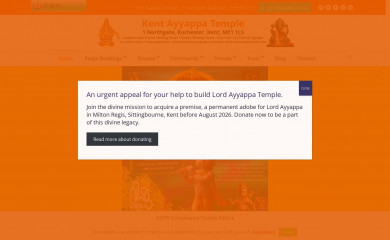 kentayyappatemple.org screenshot