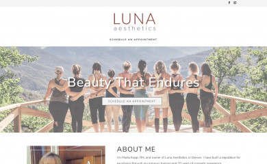 lunaaesthetics.com screenshot