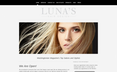 lunashairdesign.com screenshot