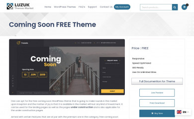 https://www.luzuk.com/themes/free-coming-soon-wordpress-theme/ screenshot