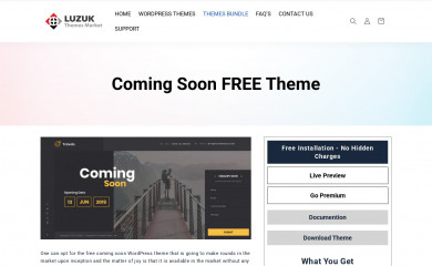 https://www.luzuk.com/products/free-coming-soon-wordpress-theme/ screenshot