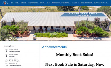 lakehillslibrary.org screenshot