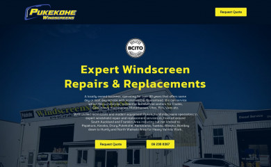 pukekohewindscreens.co.nz screenshot