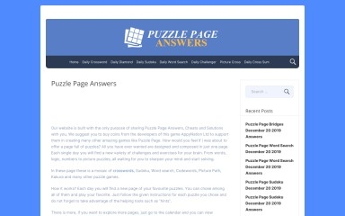 puzzlepageanswers.com screenshot